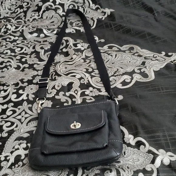 Coach Black Leather Crossbody Bag with Silver Hardware 8” x 7” - Picture 2 of 6